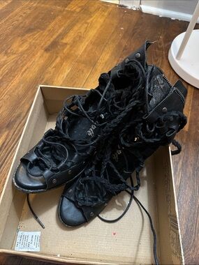 Free People Black Lace-Up Gladiator leather Heels